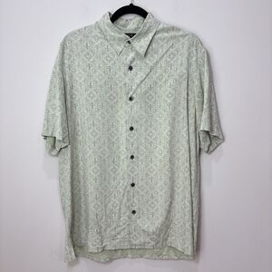 Axis LA Silk Shirt Mens L Light Green Short Sleeve Button Up Resort Hawaiian